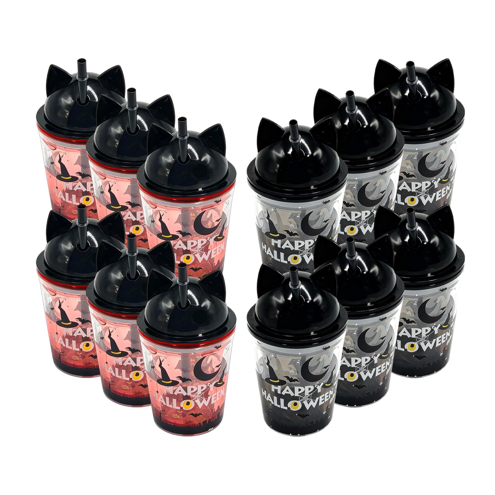 Upriver 12pcs Halloween Party Decorations Cups, 315ML Double Mezzanine Cups