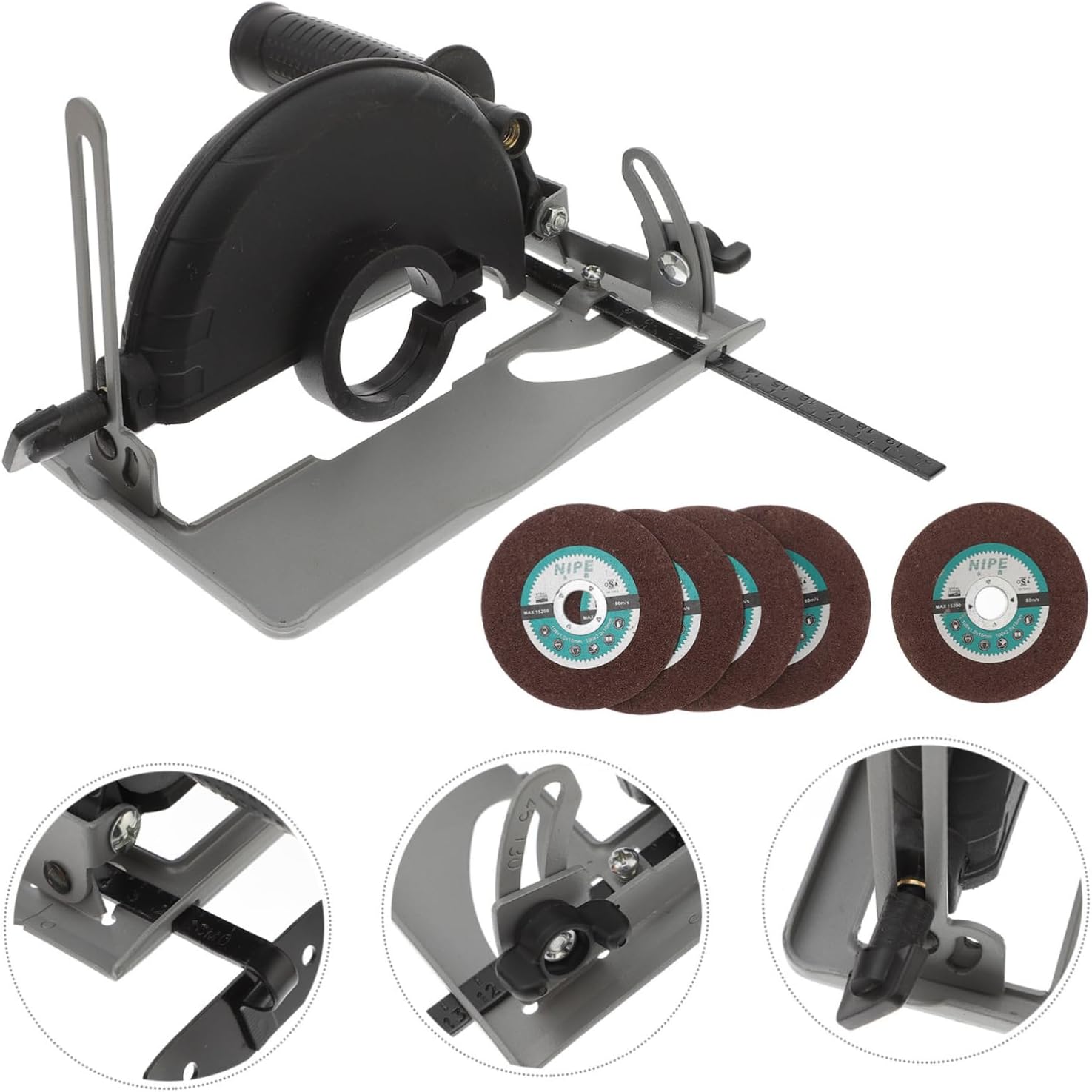 Angle Grinder Conversion Stand with Base Multi-angle Cutting Support Durable Design Includes Metal Saw Blades Easy Installation for Diy Projects