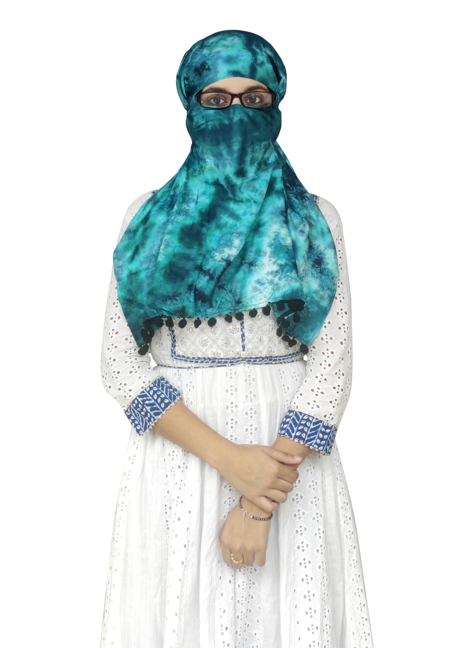 switchon Rayon Mill dye Innovative scarf for women with closer Hook and Loop Tape- Multi- Proudly Made in India (Rama Green)-picture-0