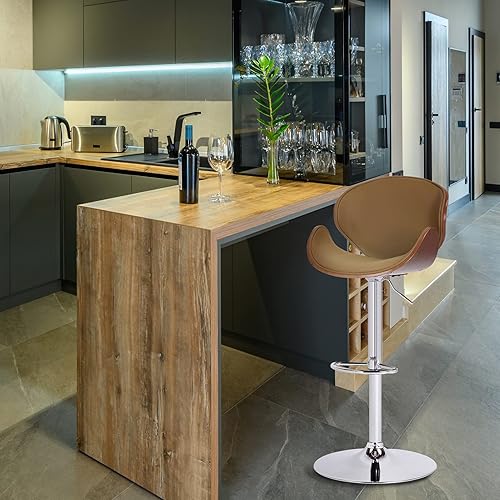 Miniatura 6 de Rayblow Taburete de bar de 32 pulgadas silla de bar de mostrador taburete de pub alto silla de comedor moderna con base elevadoragiratoria y