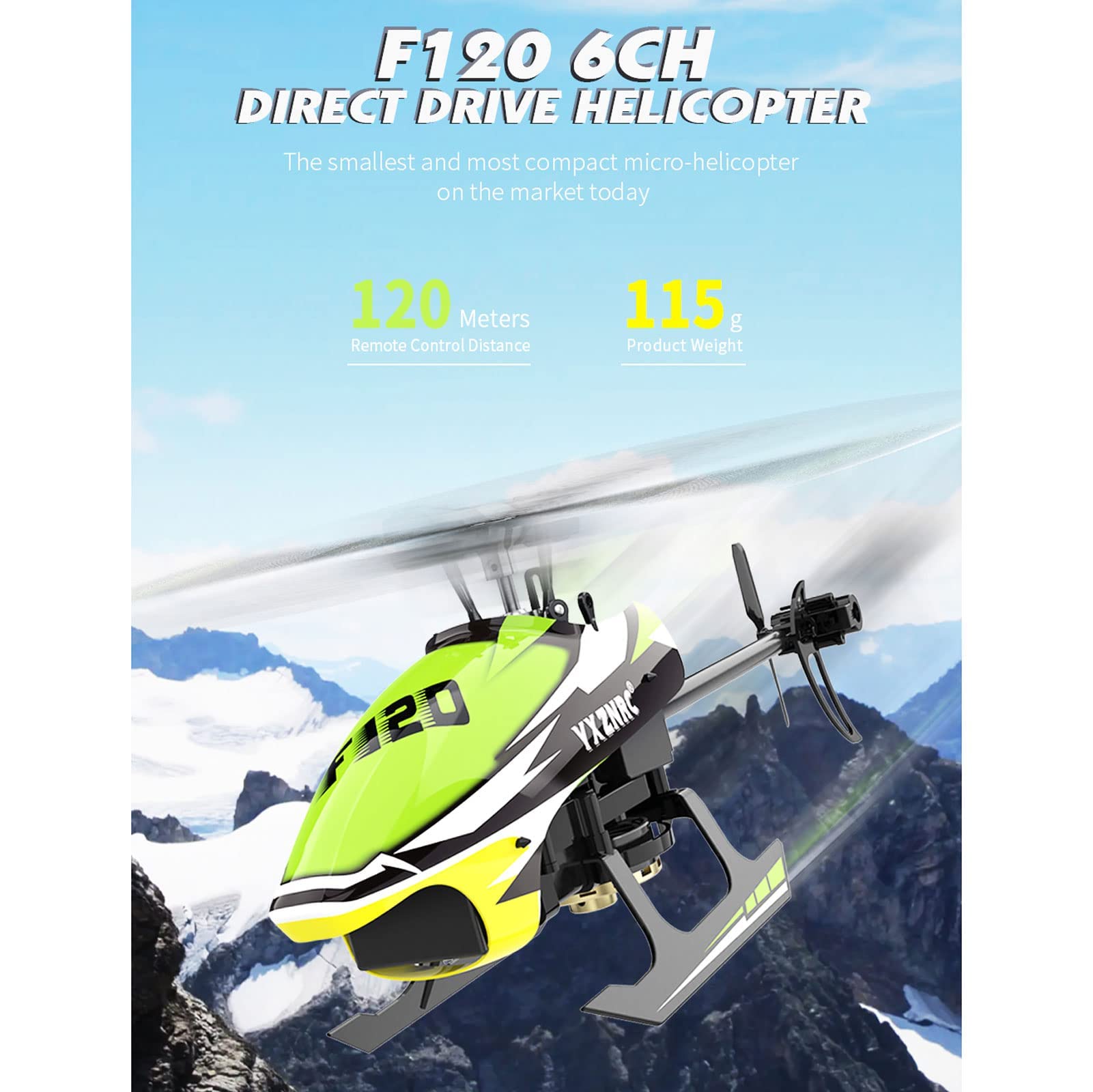 Helikopter zdalnie sterowany, helikoptery RC z żyroskopem w trybie 3D/6G dla dorosłych, 6-kanałowy samolot RC z silnikiem bezszczotkowym, mini helikopter Prezent urodzinowy i świąt