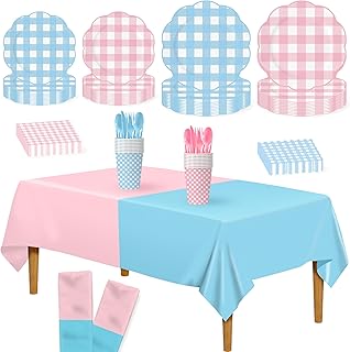 KatchOn, 177 Pcs Gingham Party Supplies with Table Cover - 25 Guests Gen...