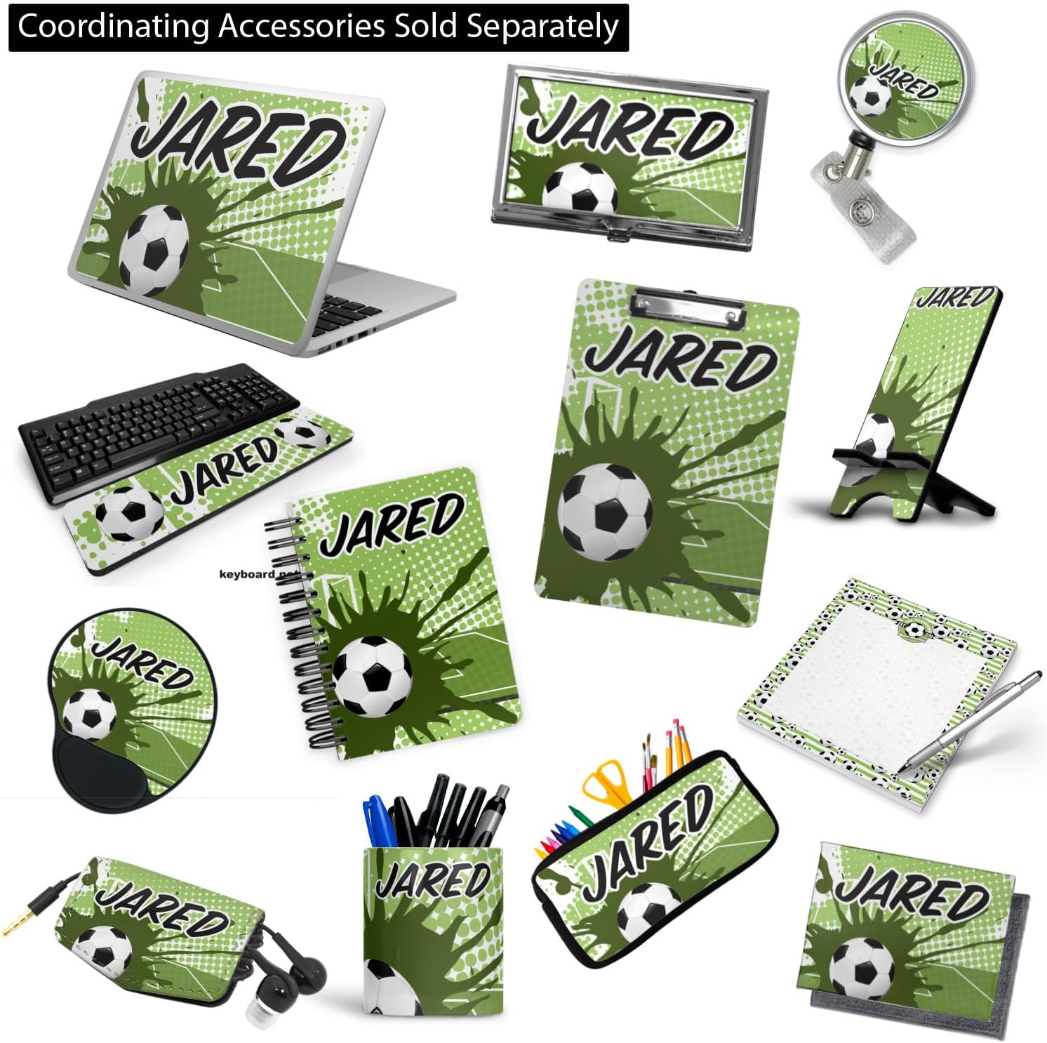 Personalized Soccer 3-Ring Binder - 2 inch Green