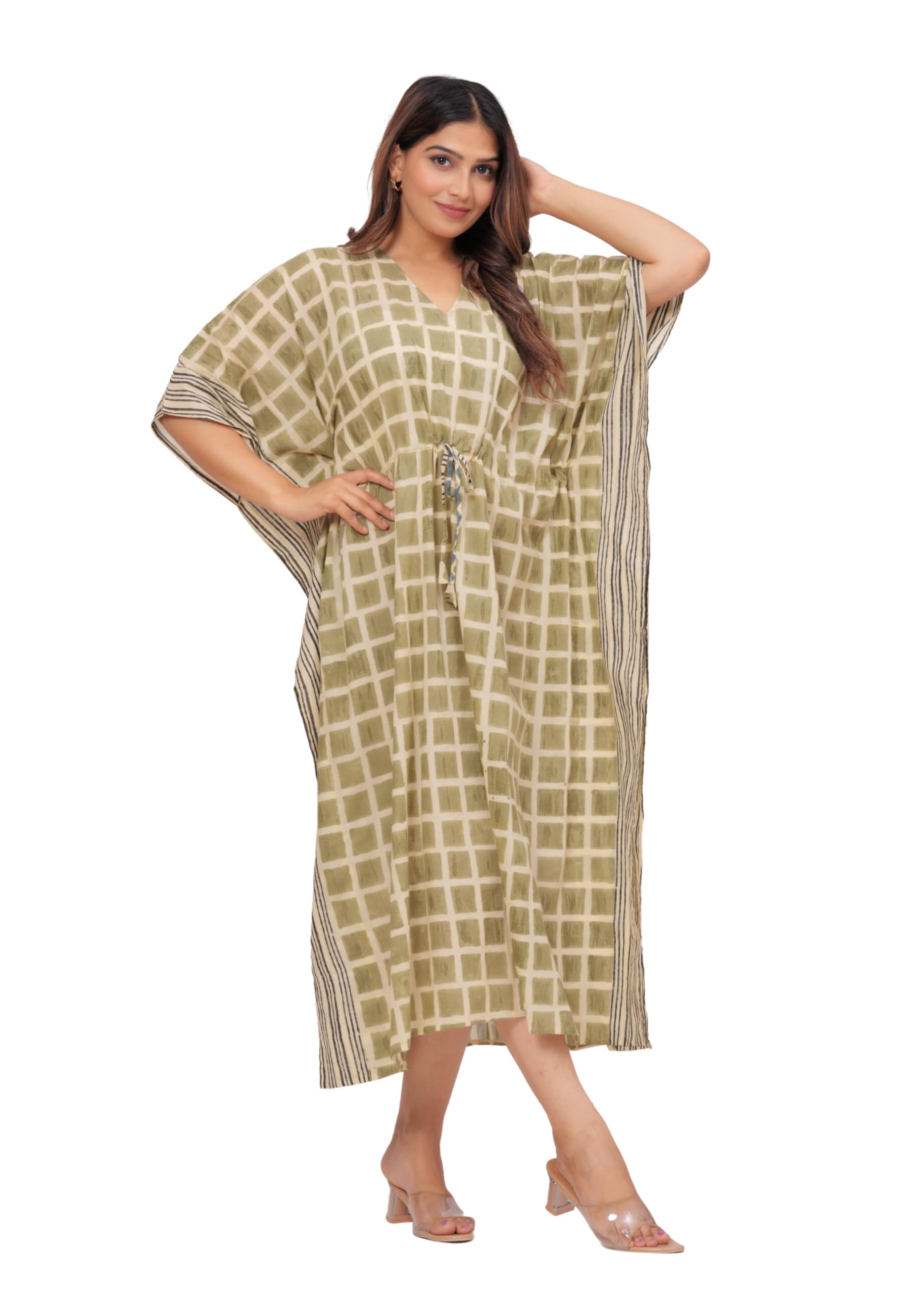 Caftan imprimé coton bio INDACORIFY robe de plage - 8