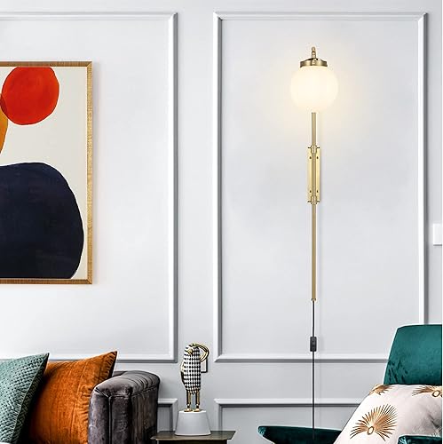 Miniatura 3 de ELEHINSER Juego de 2 apliques de pared, lámparas de pared ajustables en ángulo, lámpara de pared moderna dorada para interiores, lámpara de pared