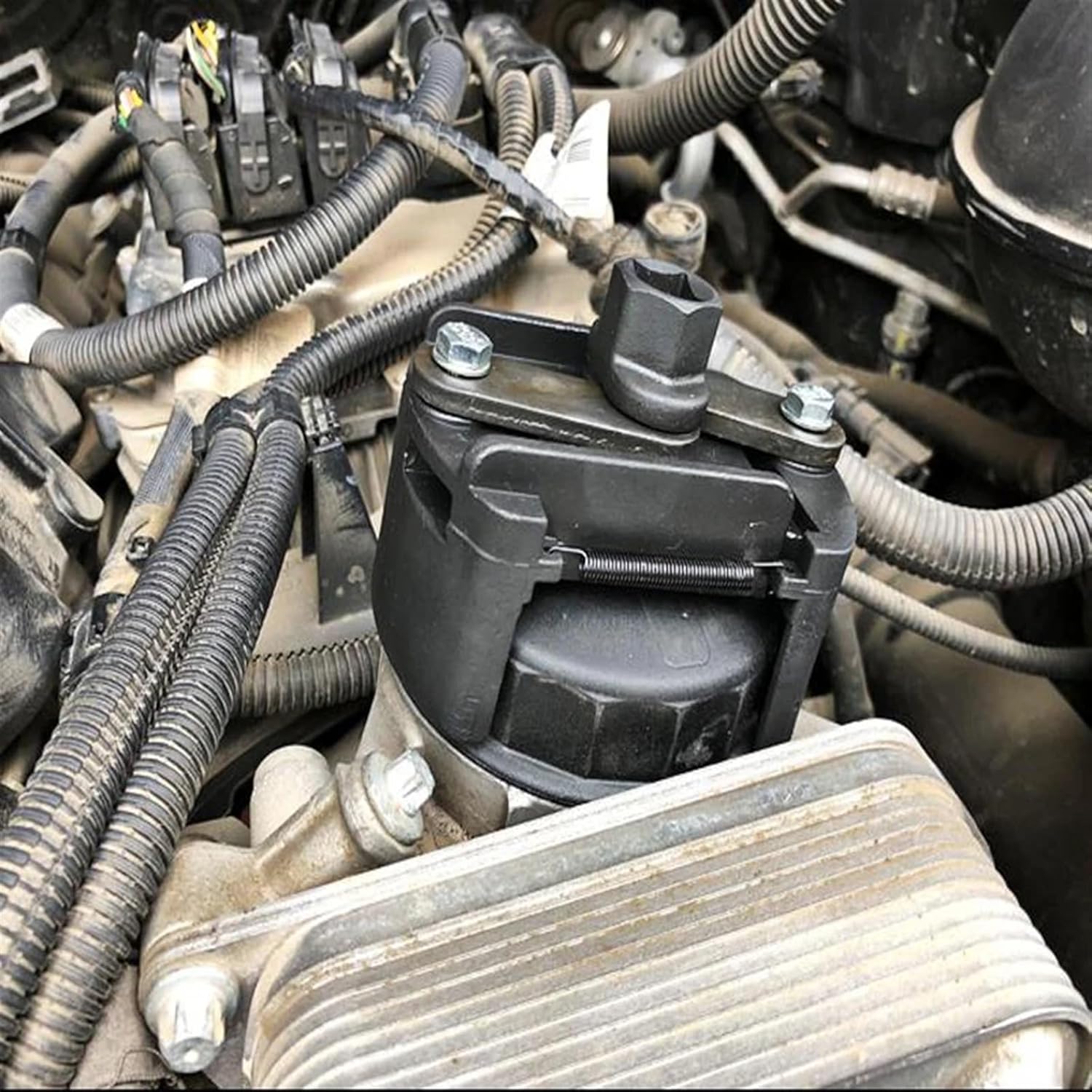 Oil grid wrench cap type multifunctional adjustable U-shaped oil filter wrench 1PC(Color:WHITE)