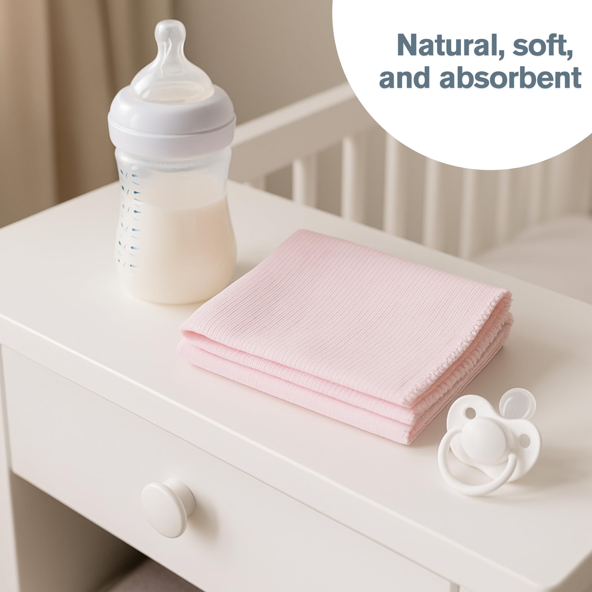 BEBELOP 10 Pack Cotton Washcloths Set, White, 28x28 cm Pink-White - Image 4