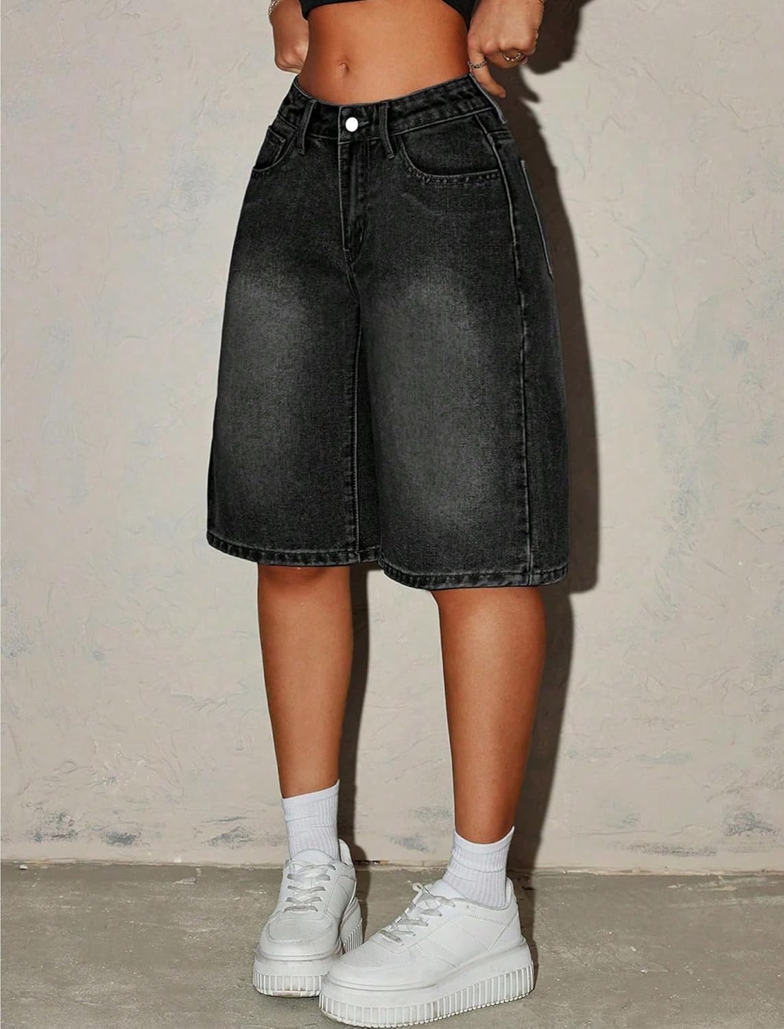 Girls Jean Shorts Cute Vintage Distressed Washed Denim Shorts for Teen Straight Leg Y2K Streetwear 13-16Y - Image 7