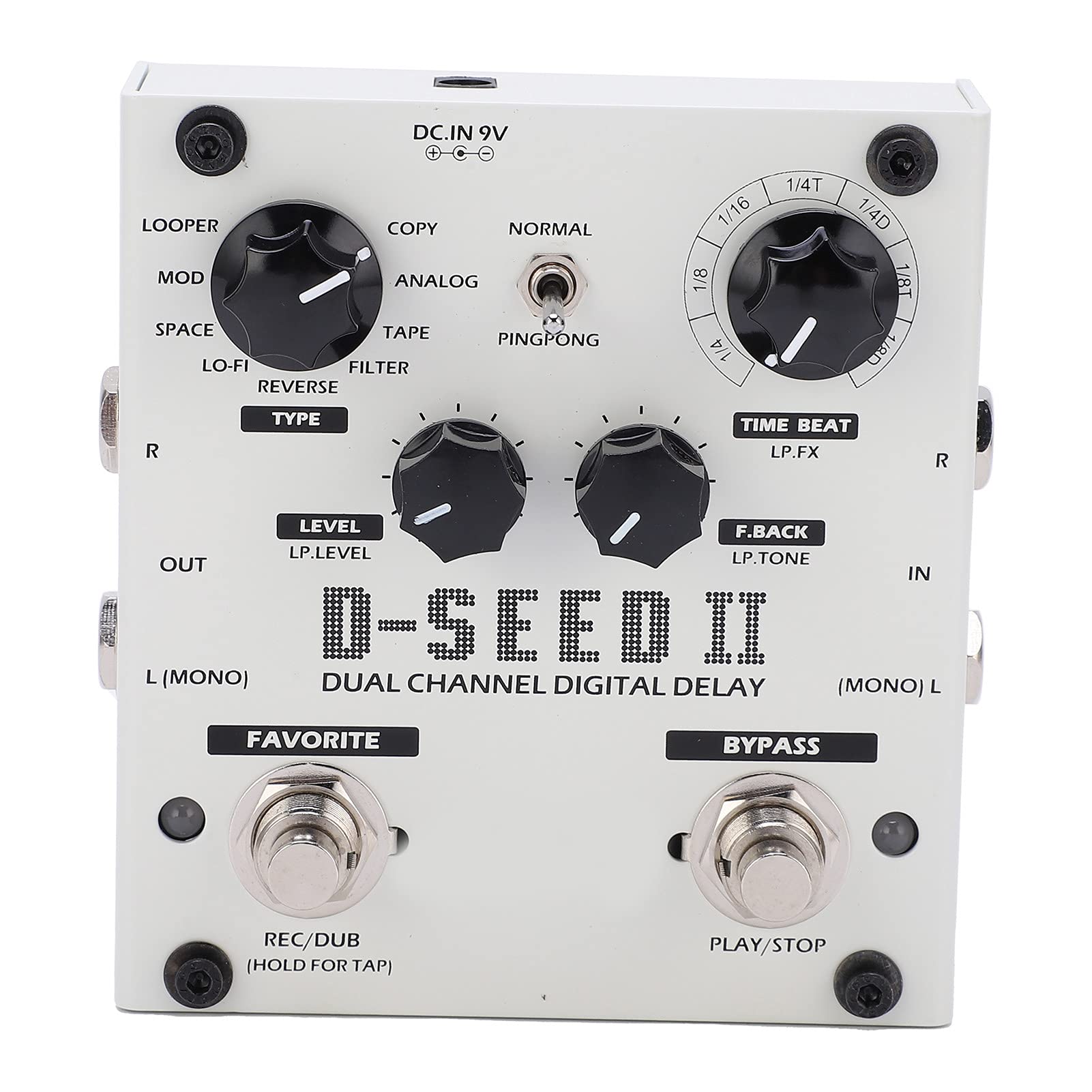 Pongnas Dwukanałowy pedał Efektów Delay z 8 Trybami i funkcją Looper, 2000MS DC9V Stompbox dla Gitarzystów