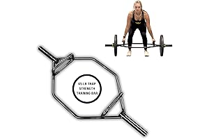 HulkFit 2" Olympic Hex Weight Lifting Trap Bar Strength Training Exercise Equipment for Home Gym