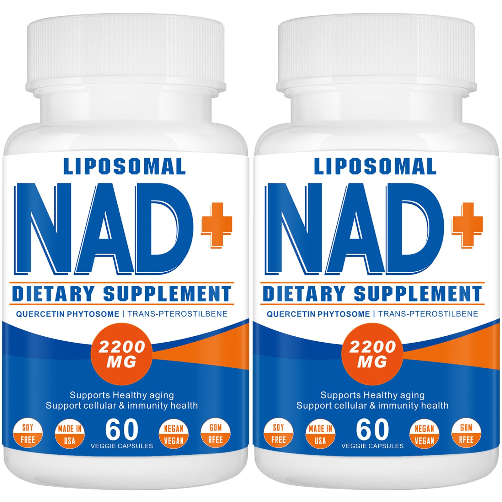 2200mg Liposomal NAD+ Supplement,NAD Supplement for Cellular Energy, Aging Defese,120 Capsules