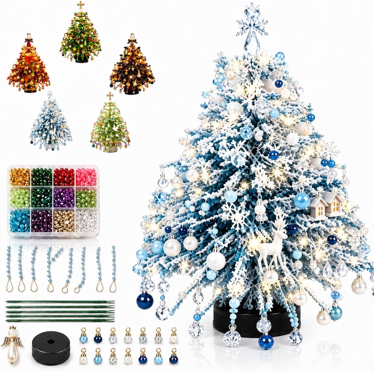 DIY Beaded Christmas Tree Kit,3D Crystal Holiday Craft Set (Style-5)