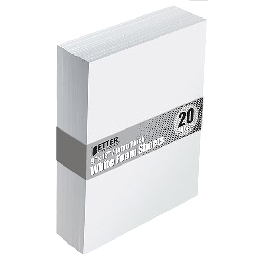 Better Office Products Hojas de espuma EVA blanca, paquete de 20, extra de 0.236 in, 9 x 12 pulgadas, color blanco, para artes y manualidades, disponible en Yaxa Guatemala