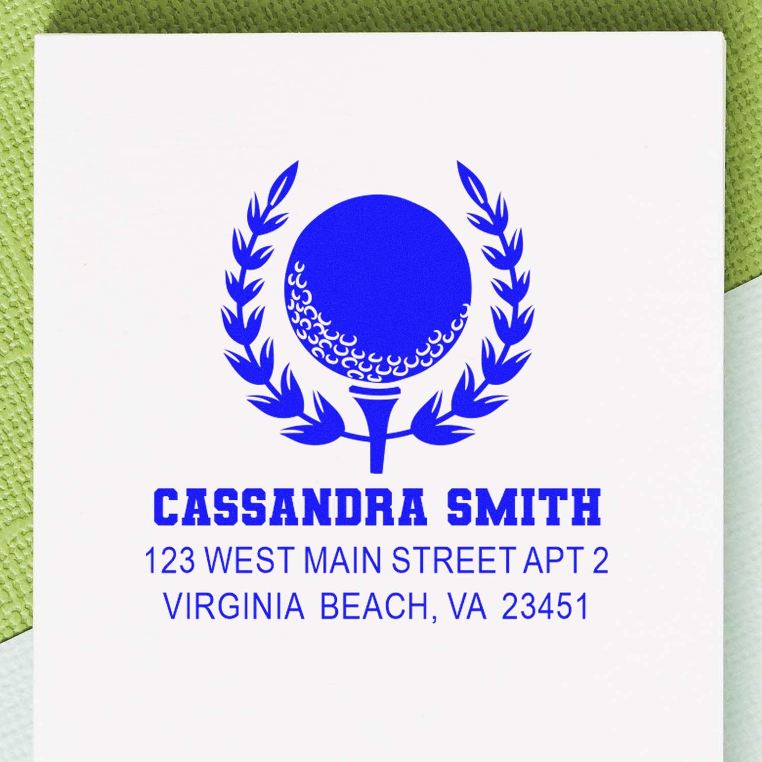 Golf Champion Crest Pre-Inked Address Stamp - Envelope Address Stamp