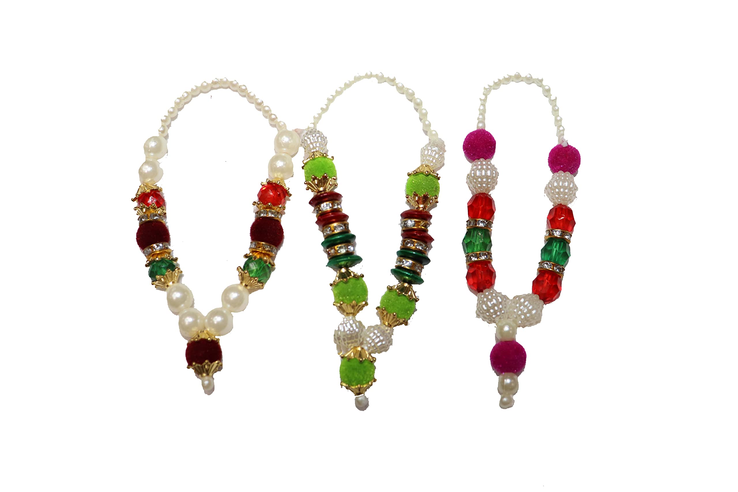 Reliable Combo Pack of Mala Garland for God Idols Moti Mala/Pooja Haar Mala/Kantha Har for God Small Puja Mala/Artificial Moti Pearl Garland/Handmade Moti Mala/Jewellery for God Size 3 Inch 1