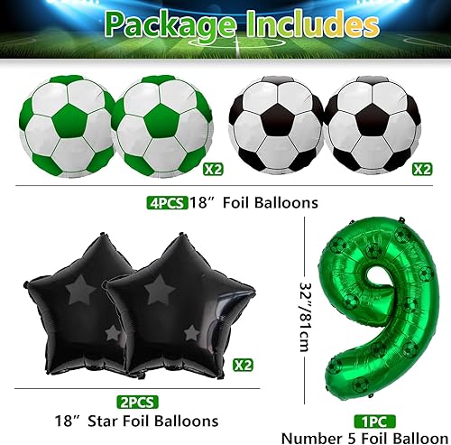Miniatura 2 de Decoraciones para fiestas de fútbol globos de papel de aluminio número 9 para niños fanáticos del fútbol fiesta de cumpleaños decoración de fiesta