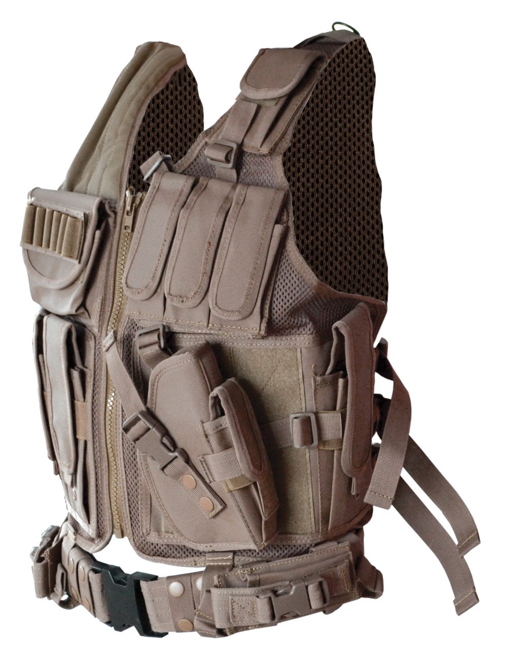 Sniper Cross Draw Tactical Vest Tan, 600D Polyster Oxford