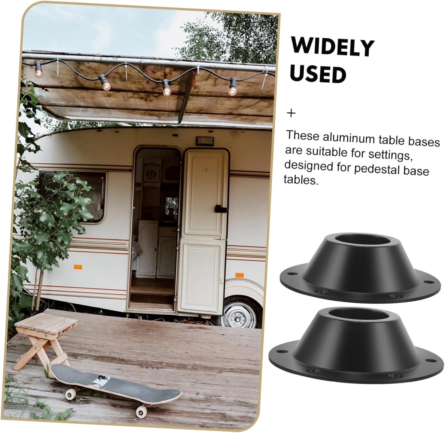 Cabilock 6pcs Rv Table Base Pedestal Mount for Camper and Boat Easy Installation Stable Floor Mounting Accessory Finish