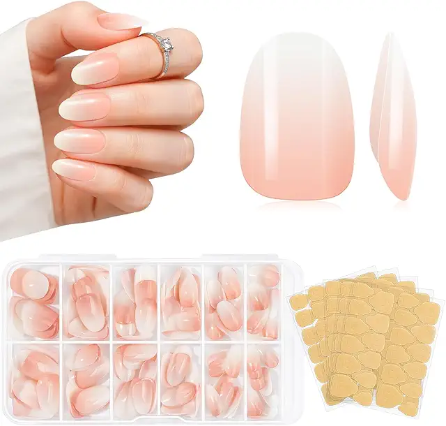 MELLIEX 120-Piece Nude Pink Gradient Oval Acrylic Nails by Emily Nagels