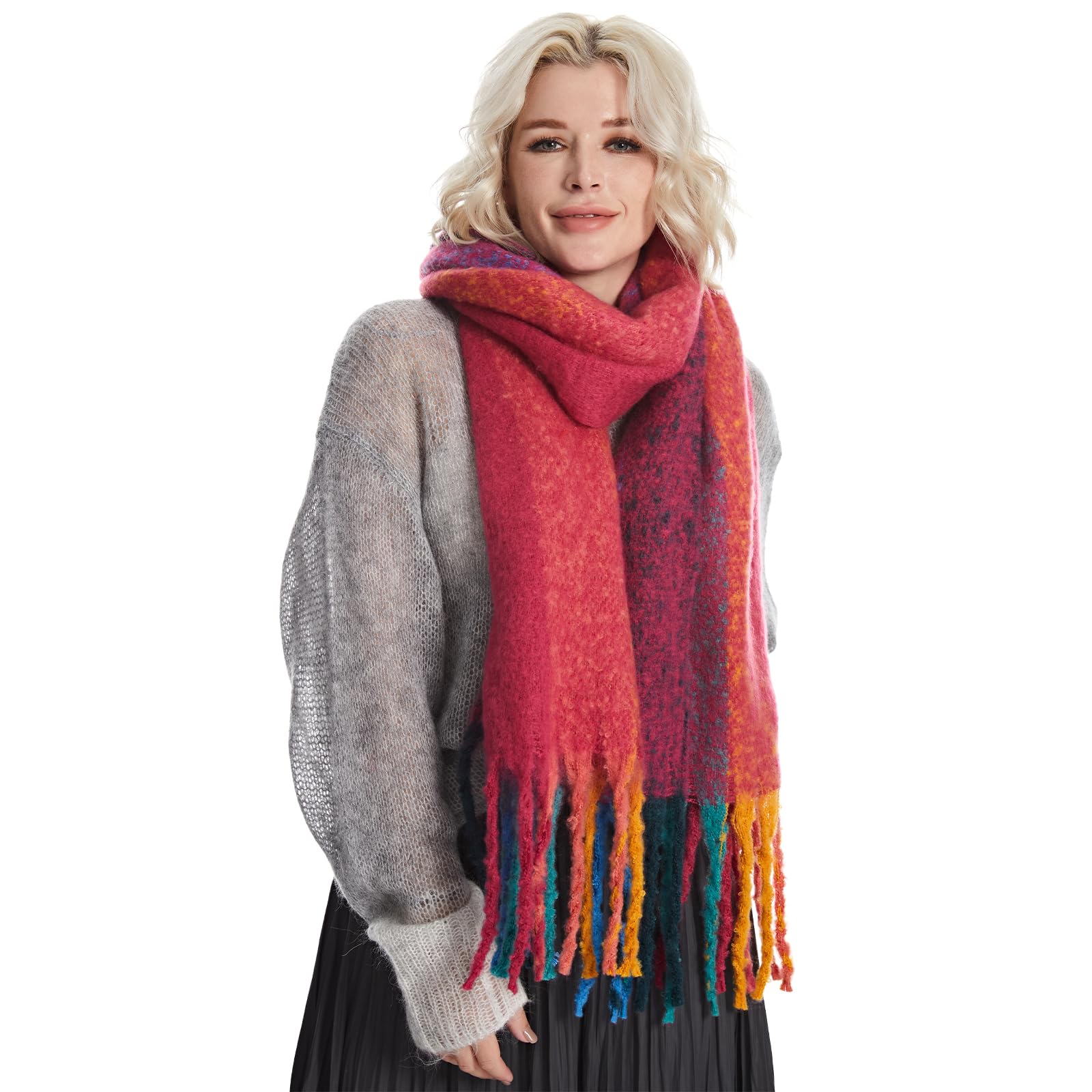 Sponsored Ad – Plaid Warm Blanket Scarf for Winter, Long Ladies Scarves Check Soft, Wool Tartan Shawl Wraps for Women