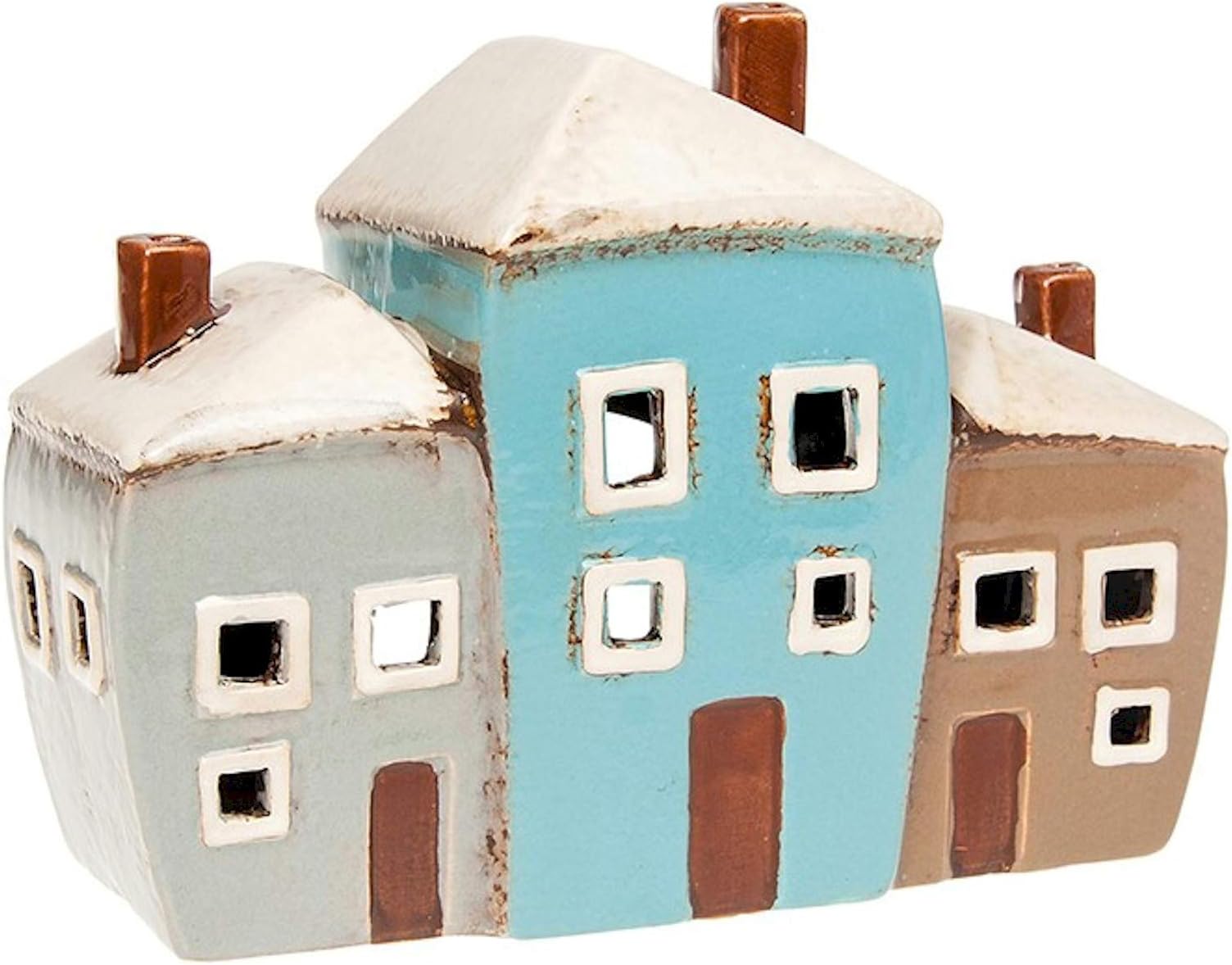 Village Pottery Small tea light holder for three houses