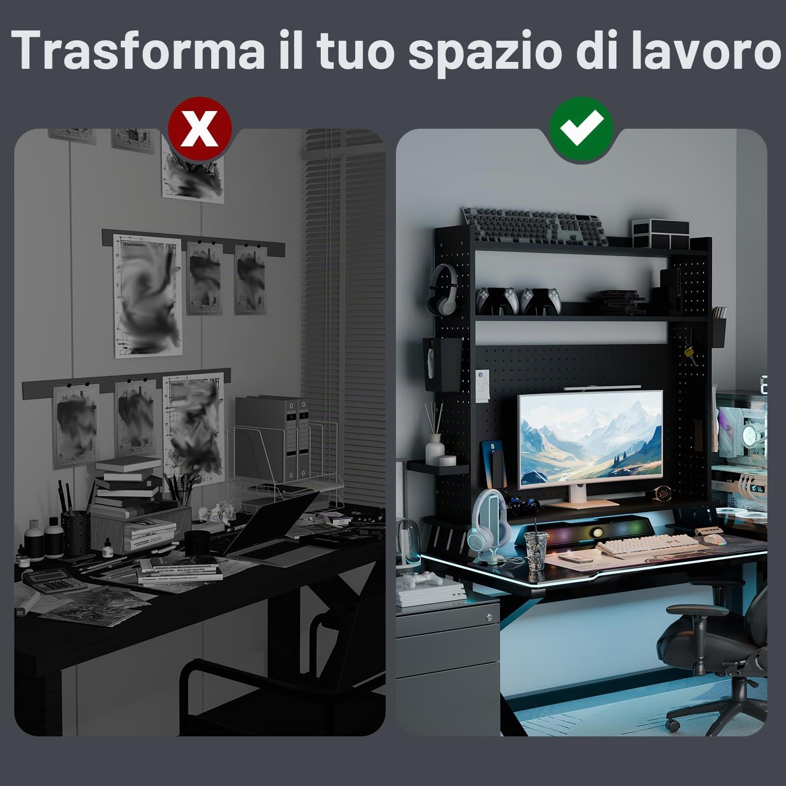 Scaffale da scrivania a 2 livelli con supporto per monitor, bianco, 80 cm, organizer da scrivania con disco rigido