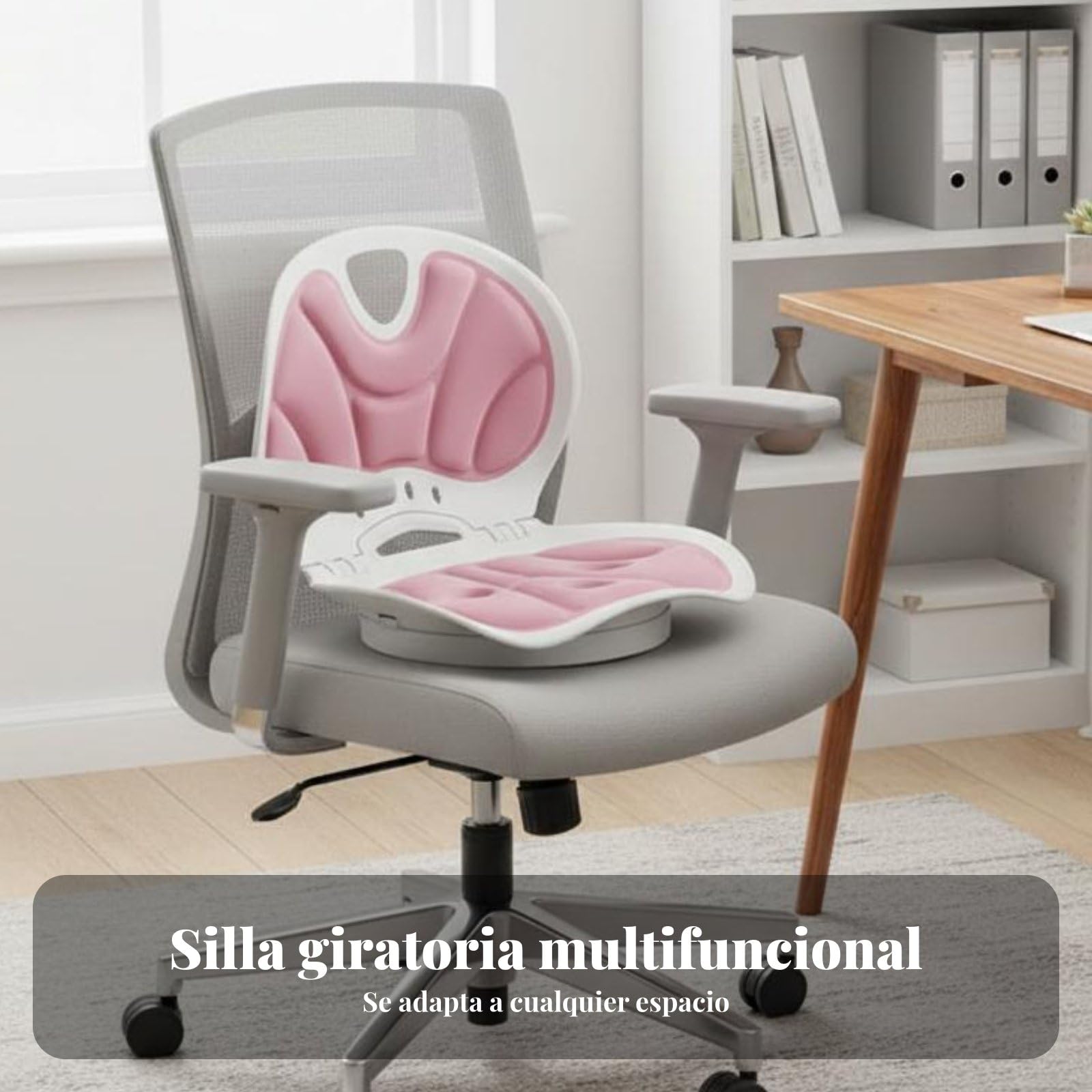 Cojín Ergonómico Asiento Respaldo Giratorio Apoyo Lumbar Almohada de Espalda Soporte Completo para Espalda Baja Cintura y Caderas Tejido Ventilado de