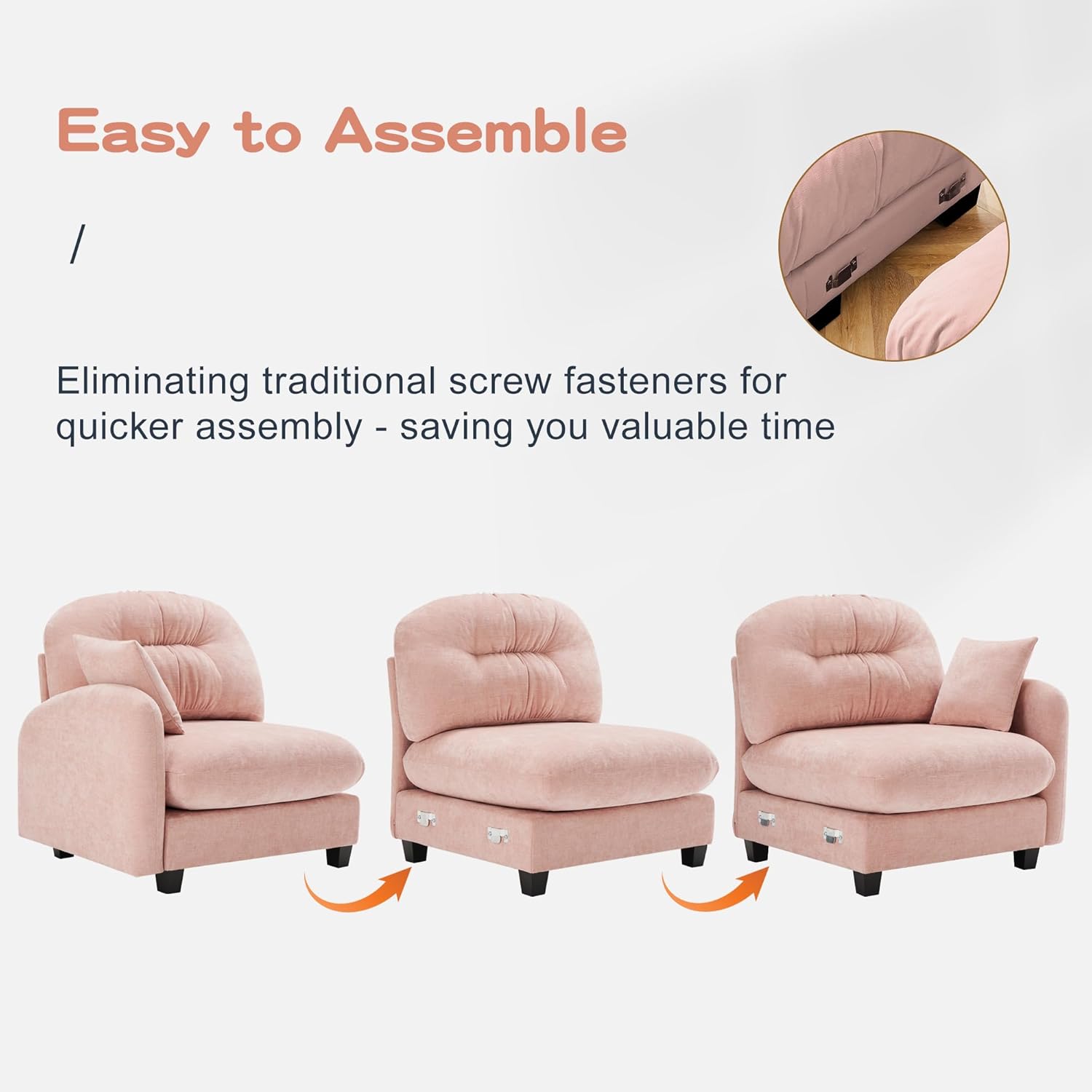 Modular Sectional Sofa with Ottoman, L-Shaped Cloud Couch Sectional with Comfort Chaise, Double Cushions, Soft Chenille Fabric, Oversized Deep Seat Sofa for Living Room