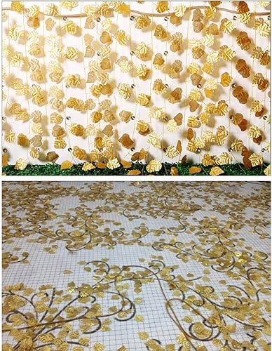 Miniatura 4 de NICE PURCHASE Guirnalda de hojas artificiales de vid de 6.5 pies con alambre de hojas doradas, hiedra, vegetación de seda para decoración de boda,