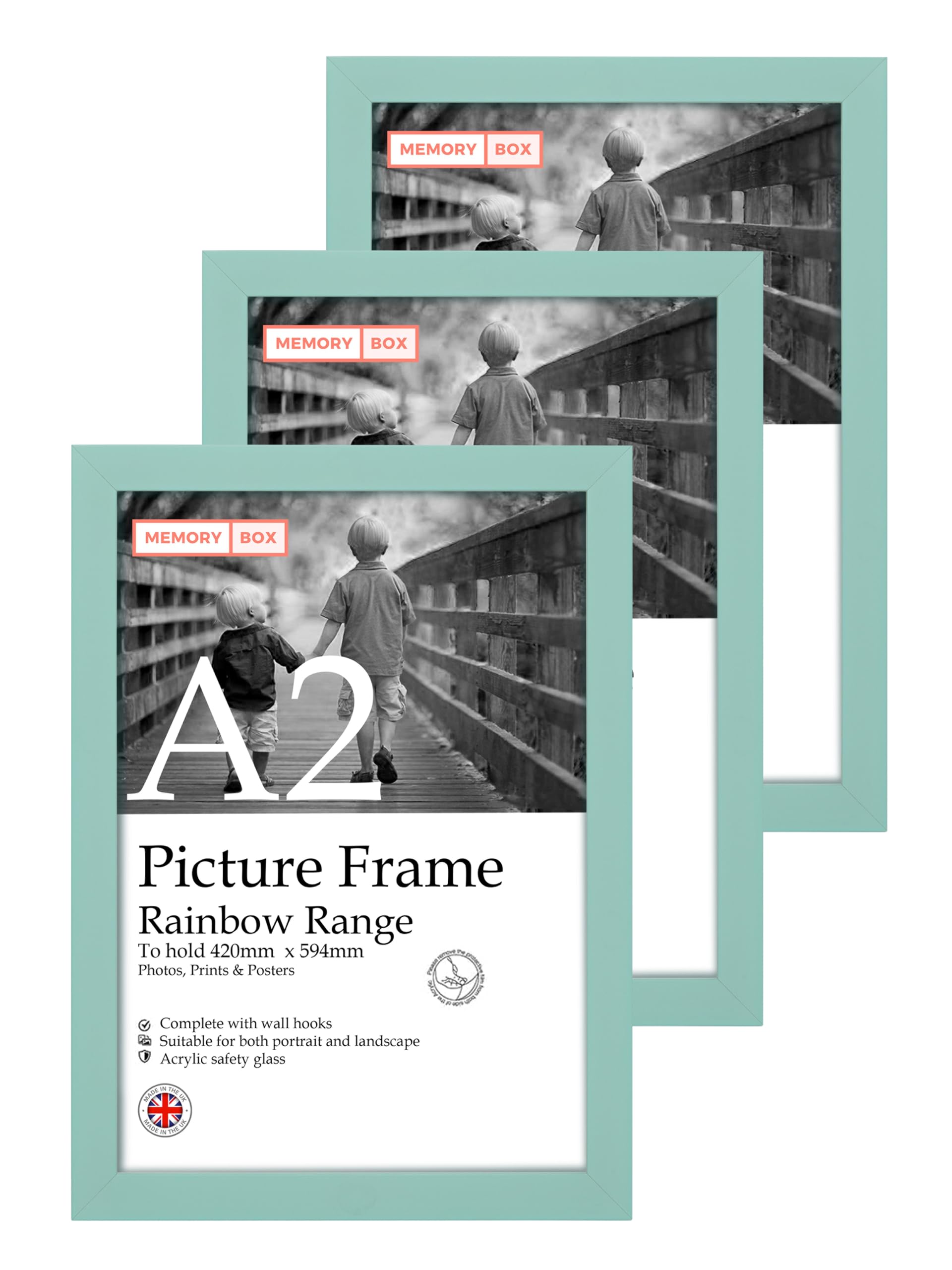 A2 Light Blue Picture Frame Set of 3, Perfect for Displaying A2 Picture Gallery Walls, Posters, Photos, Artwork, or Prints, Light Blue