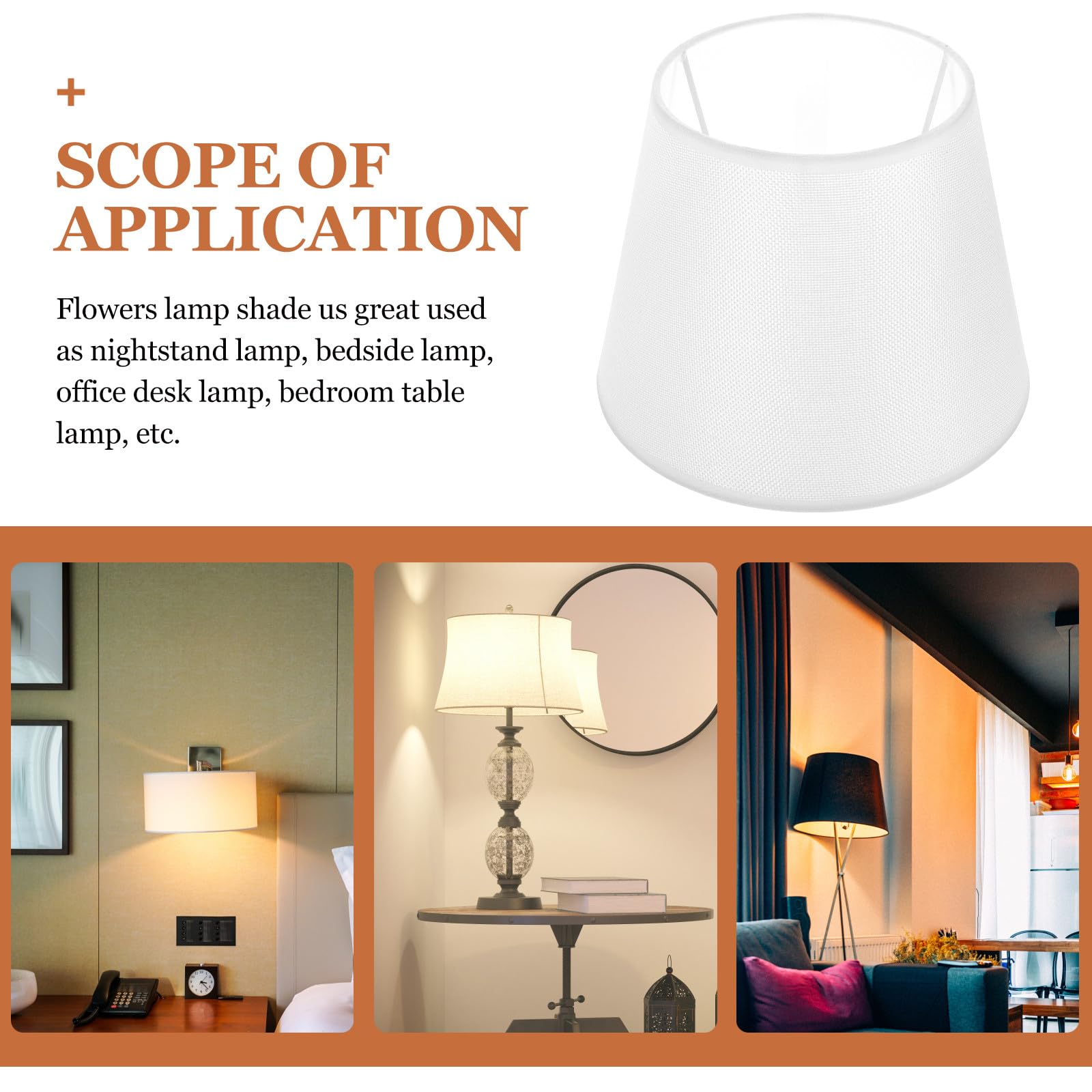 Stofflampenschirm 24cm E27 Lampenschirm Ersatz Lampenzubehör Tischlampe Ivory Weiß für Warme Beleuchtung Zuhause Hotel