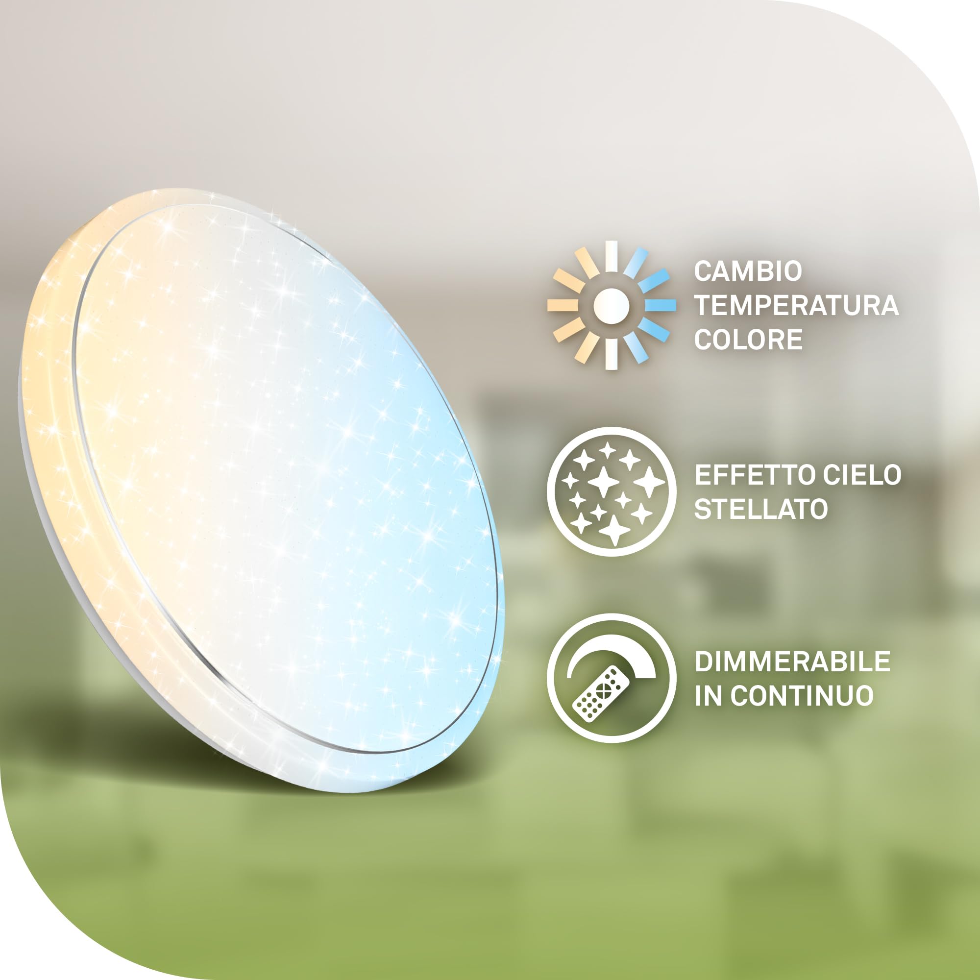 BRILONER - Plafoniera LED con telecomando, CEE A sorgente luminosa, dimmerabile, luce notturna, da bianco caldo a bianco freddo, lampada soffitto, plafoniera soffitto, lampadario, 48 x 8 cm, bianco