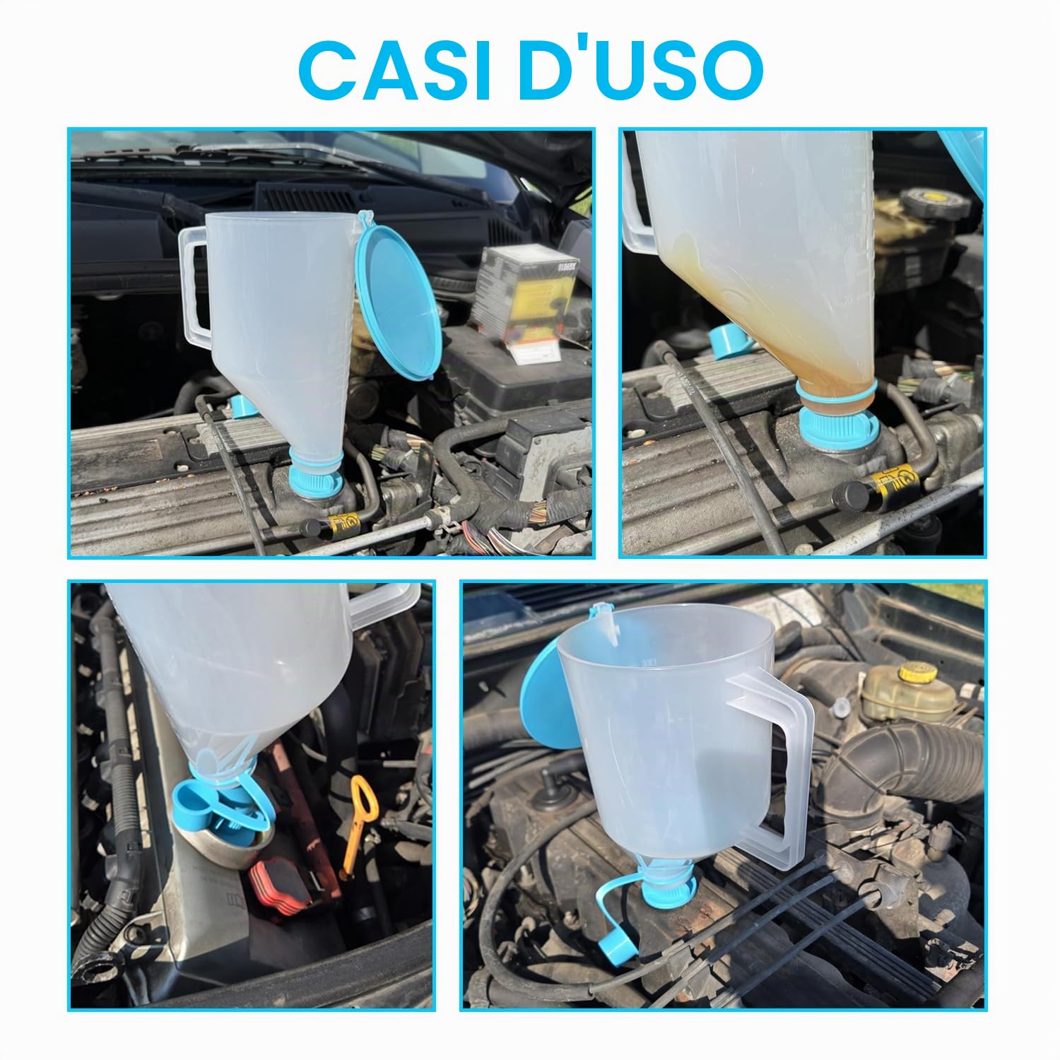 Set di 15 imbuti per olio | Set di imbuti per olio motore a prova di perdite per auto con 14 adattatori per un facile riempimento, funzionamento con una sola mano