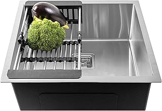 Fossa 18"x16"x9" Handmade Single Bowl Kitchen Sink, 304 Grade Stainless Steel, Durable Rust Resistant, Scratch & Stain Proof, Spacious Deep Bowl, Modern Modular Sink Silver (Matte Finish)