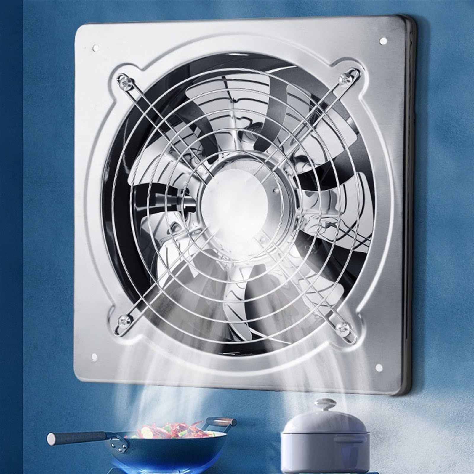 Extractor de Aire Extractor de Aire Acero Inoxidable for Cocina, Campana extractora for Ventana Fuerte for el hogar, Ventilador ventilación for baño(8inch)