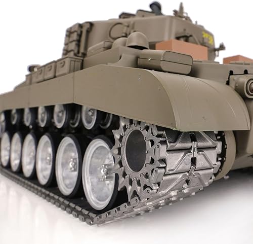 Miniatura 6 de Heng Long US en stock, RC Tank 116 Personalizado 7.0 M26 Pershing RTR 3838 Ralentí Fumar Metal Pistas Ruedas Torreta Giratoria de 360 Combate