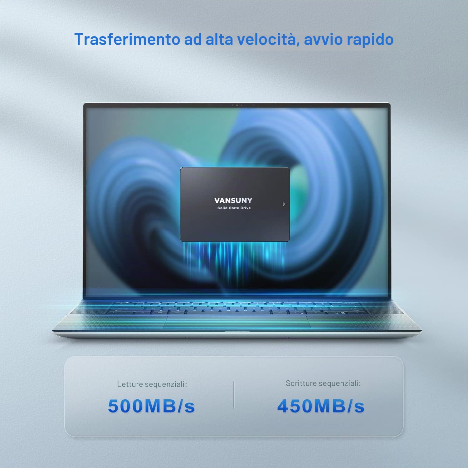 Vansuny 256GB SSD Interno 3D NAND 2.5" SATA III Unità a Stato Solido Interne disco rigido fino a 500MB/s per Laptop PC Desktop (256GB, Nero)