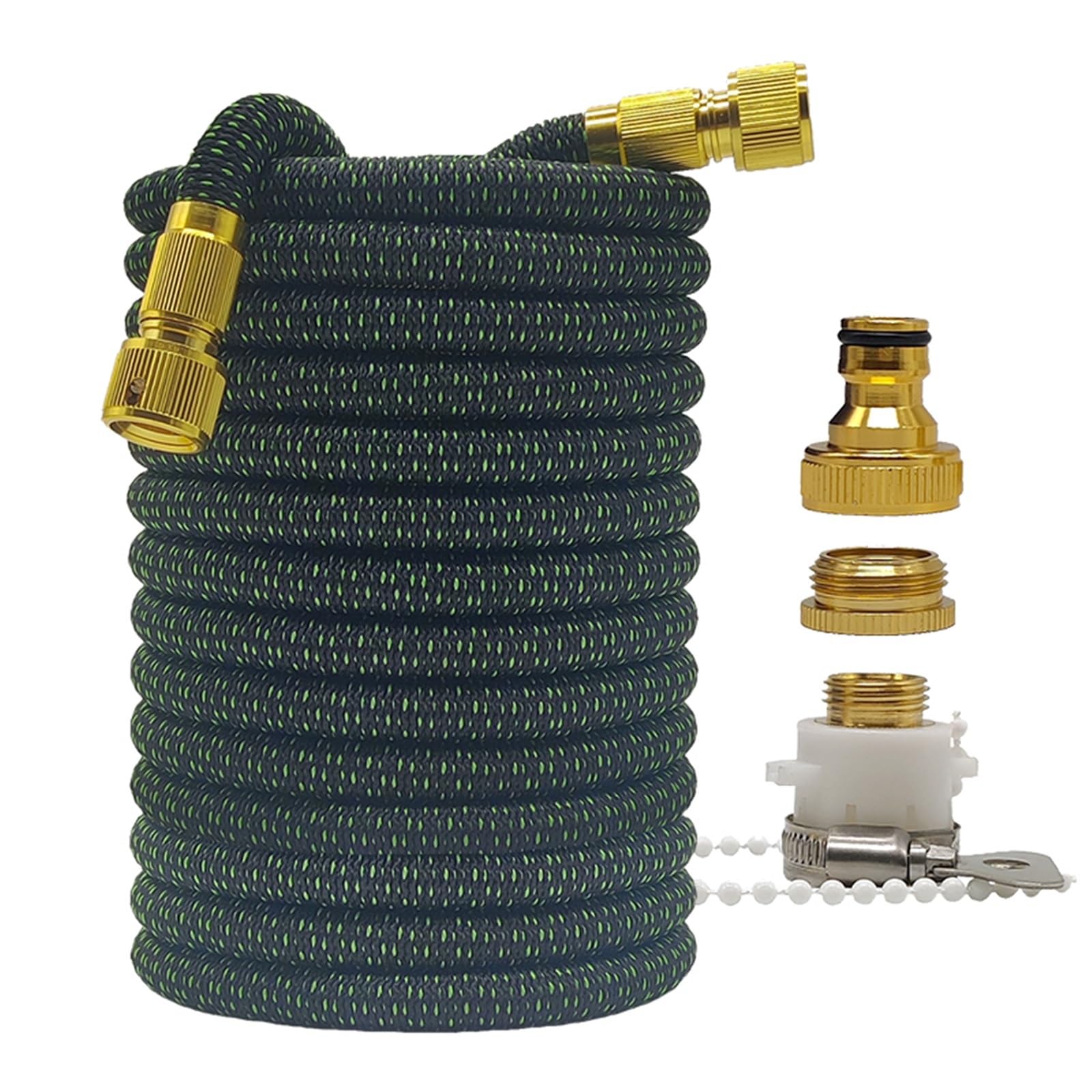 Qeoqwqb Black Green Hose High Pressure Garden Water Hose Expandable Flexible 2.5-30 Granules Pipe Irrigation Car Wash Gun(,100Ft)