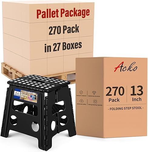 Miniatura 29 de ACKO Taburete plegable – Taburete plegable de alta calidad de 13 pulgadas de altura para niños y adultos, taburete de cocina, jardín, baño, 10