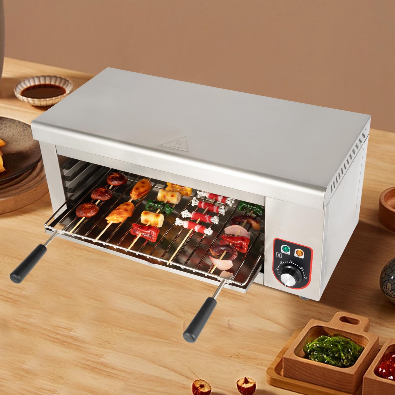 Electric Cheesemelter, Countertop Salamander Broiler 1500W Electric Cheese Melter Raclette Grill 120-572°F Temperature Adjustable for Toasting Sandwich Burger Grilling Meat Steak Fish