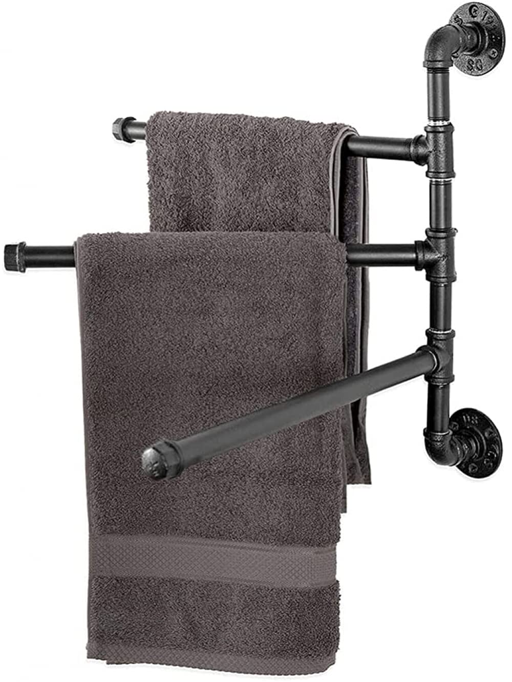 Barre porte-serviettes murale pivotante avec bras pour salle de bain