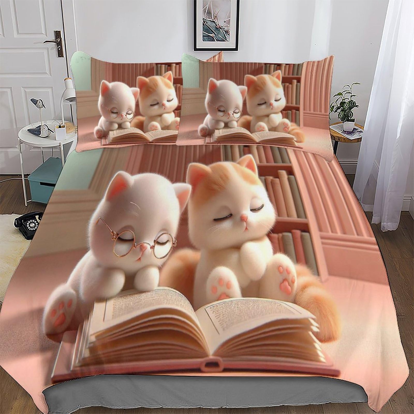 Housse de couette imprimé chat pour créer une chambre cocooning et chaleureuse