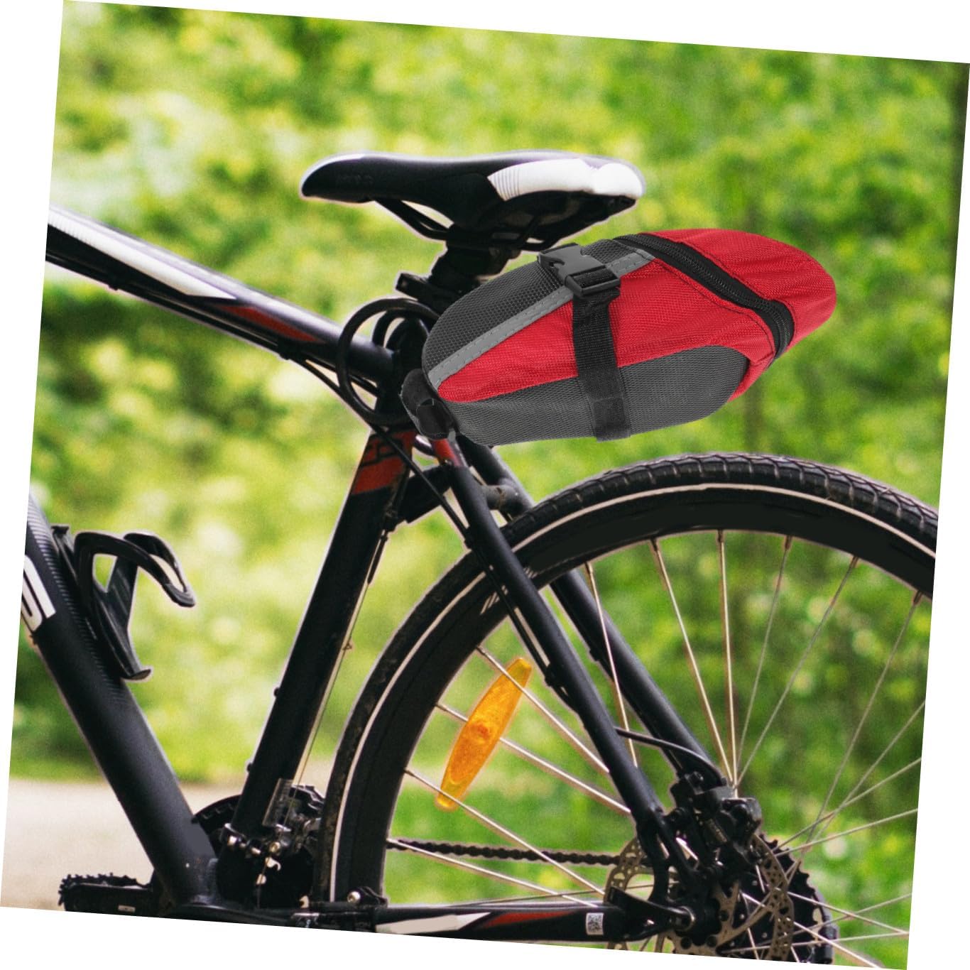 Bike Rear Seat Bag Cycling Backseat Pouch Waterproof Outdoor Multi-functional under Saddle Storage Pack for Mountain and Road Bikes with Reflective Strip