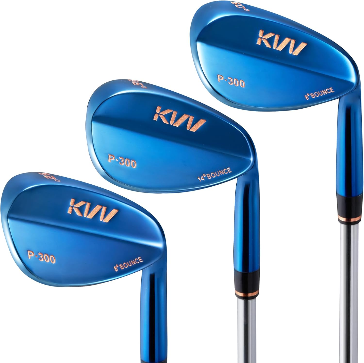KVV Premium Golf Wedges with Ionized Blue PVD Finish - 52/56/60 Degree Individual/ 3-Wedge Golf Set-Right-Handed, CNC Milled Face, Wedge Set for Men & Women