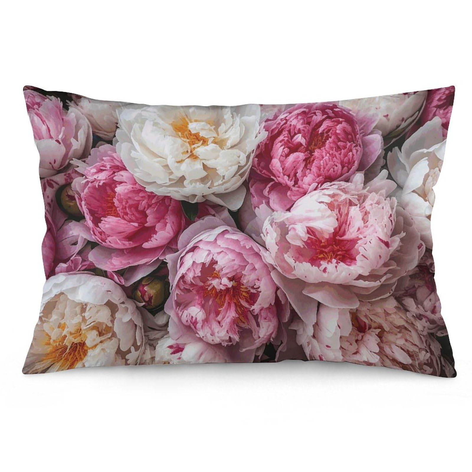 2 Pack Pillow Cases for Hair and Skin, Soft Breathable Pillow Case Covers with Hidden Zipper, Peach and White Peonies Pillowcase 20"x30" Pillow Covers for Sleeping Gift