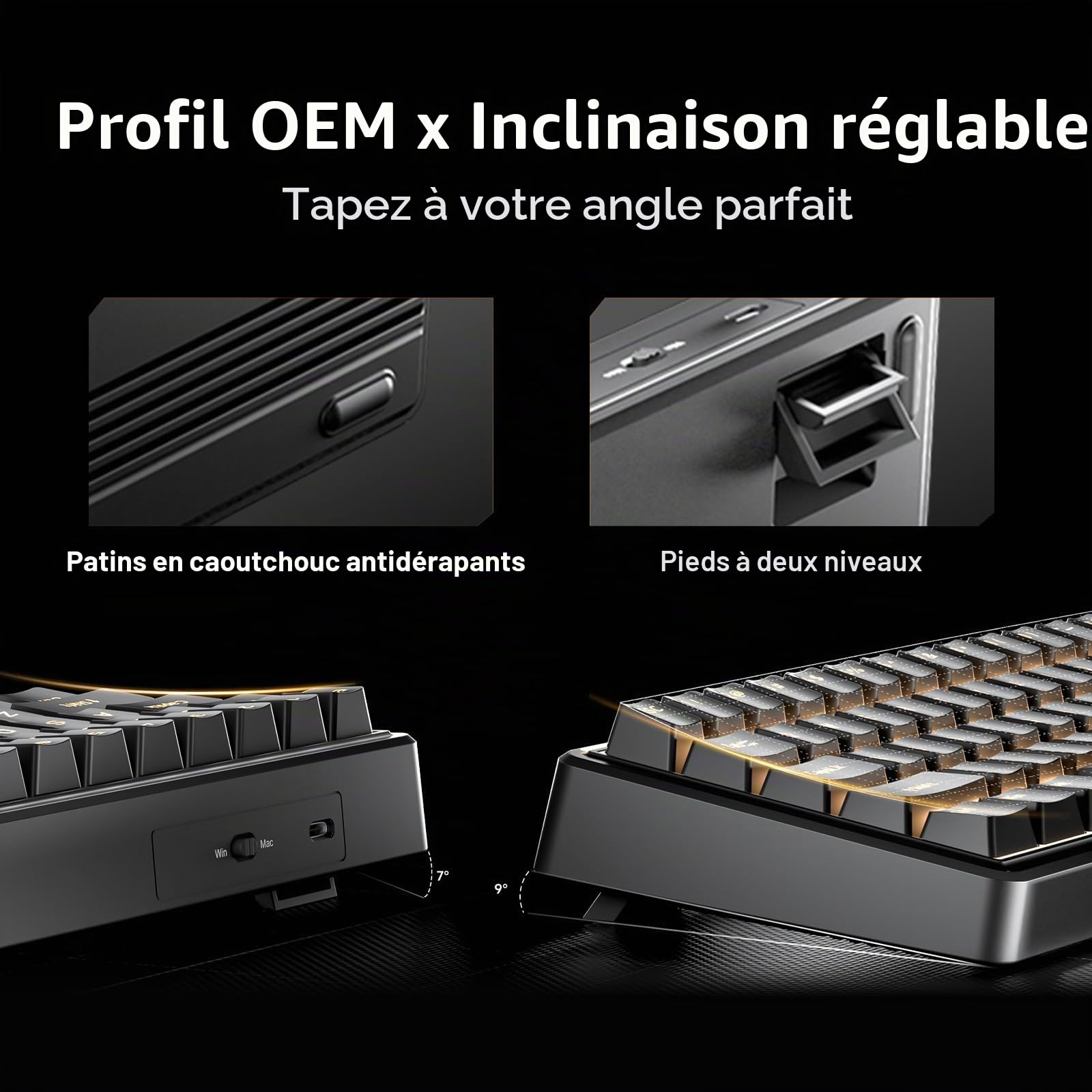 Dierya DK68E Clavier Gamer, Clavier Mécanique Gasket 60% avec Bouton Volume, RGB Hot Swap Switches Crémeux Linéaires, Compact 66 Touches Anti-Ghosting, Layout QWERTY-US (Noir)