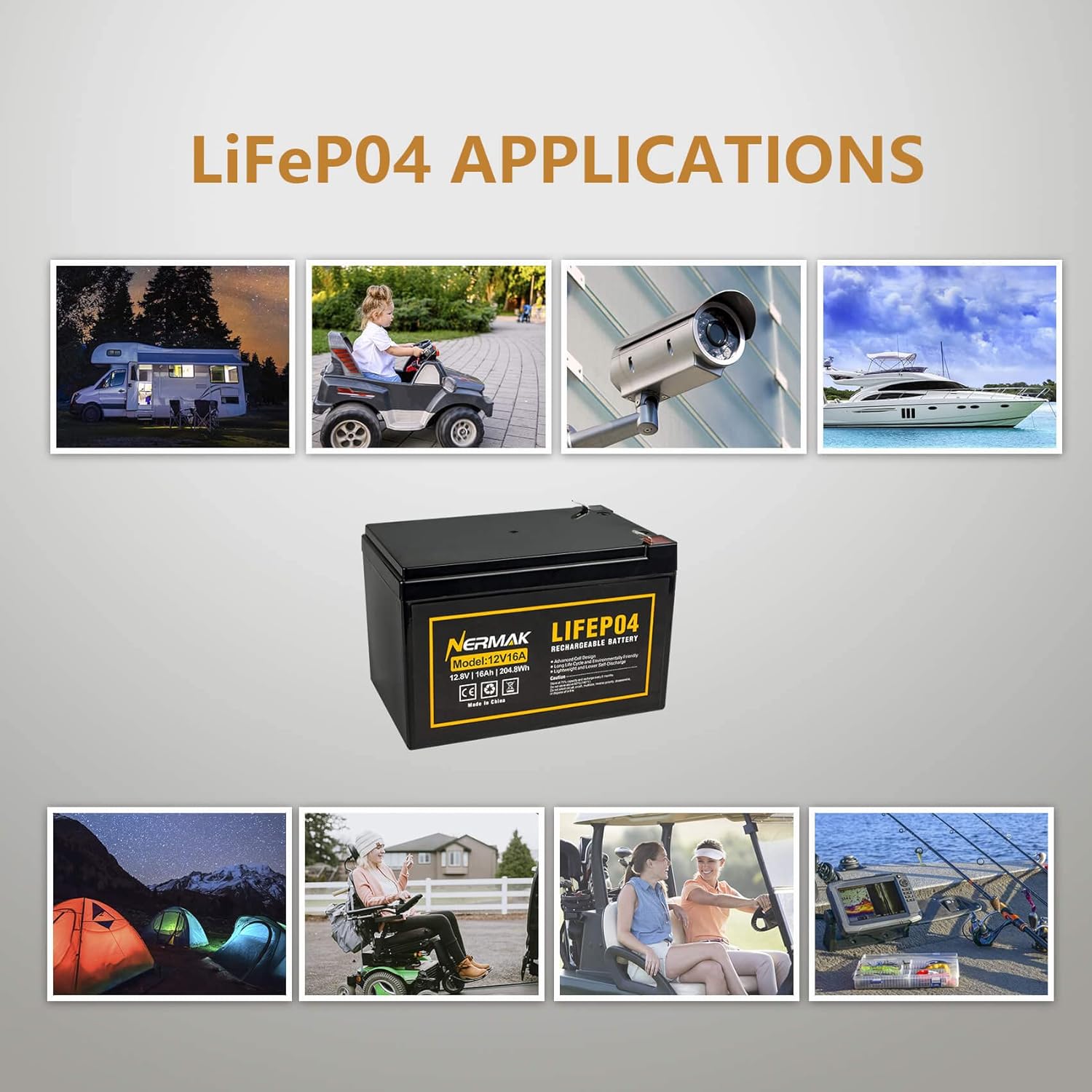 12V 16Ah Lithium LiFePO4 Deep Cycle Battery, 2000+ Cycles Lithium Iron Phosphate Rechargeable Battery for Solar/Wind Power, Lighting, Scooters, UPS, Power Wheels, Fish Finder, Built-in 16A BMS - Image 8