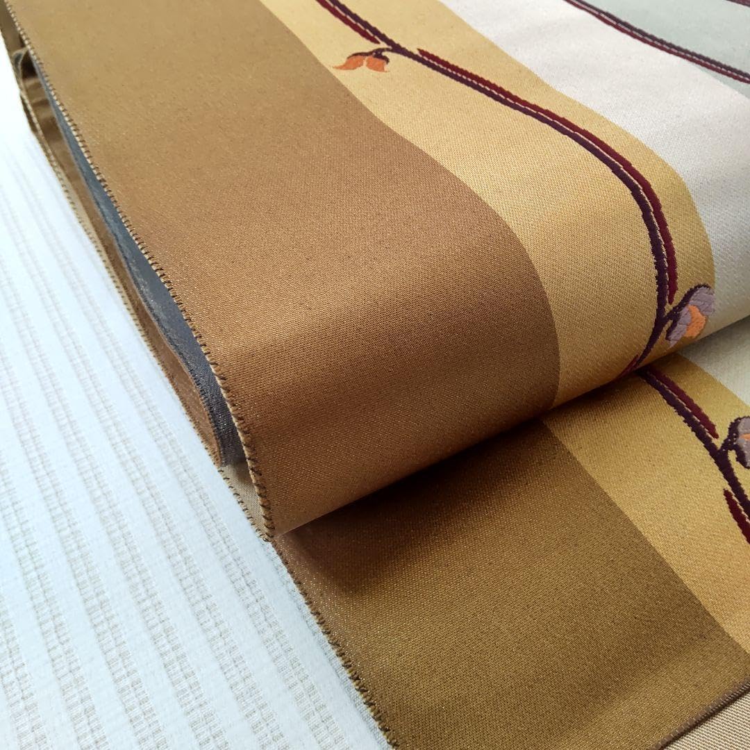 名古屋帯品「すっと美ライン」秋映え草花✾ポリエステル八寸361cm