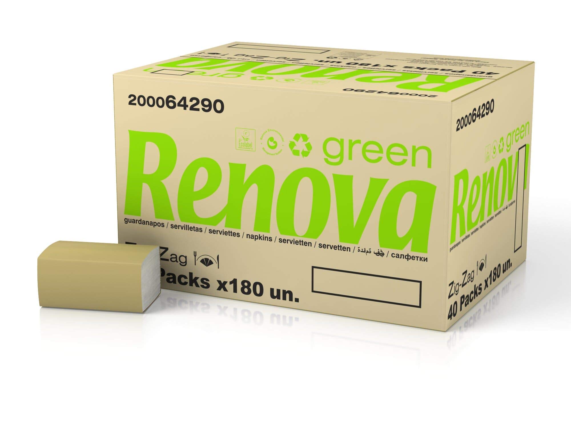 Renova Servilletas De Bar Zig-Zag Renovagreen - 7.200 Servilletas 100% Recicladas