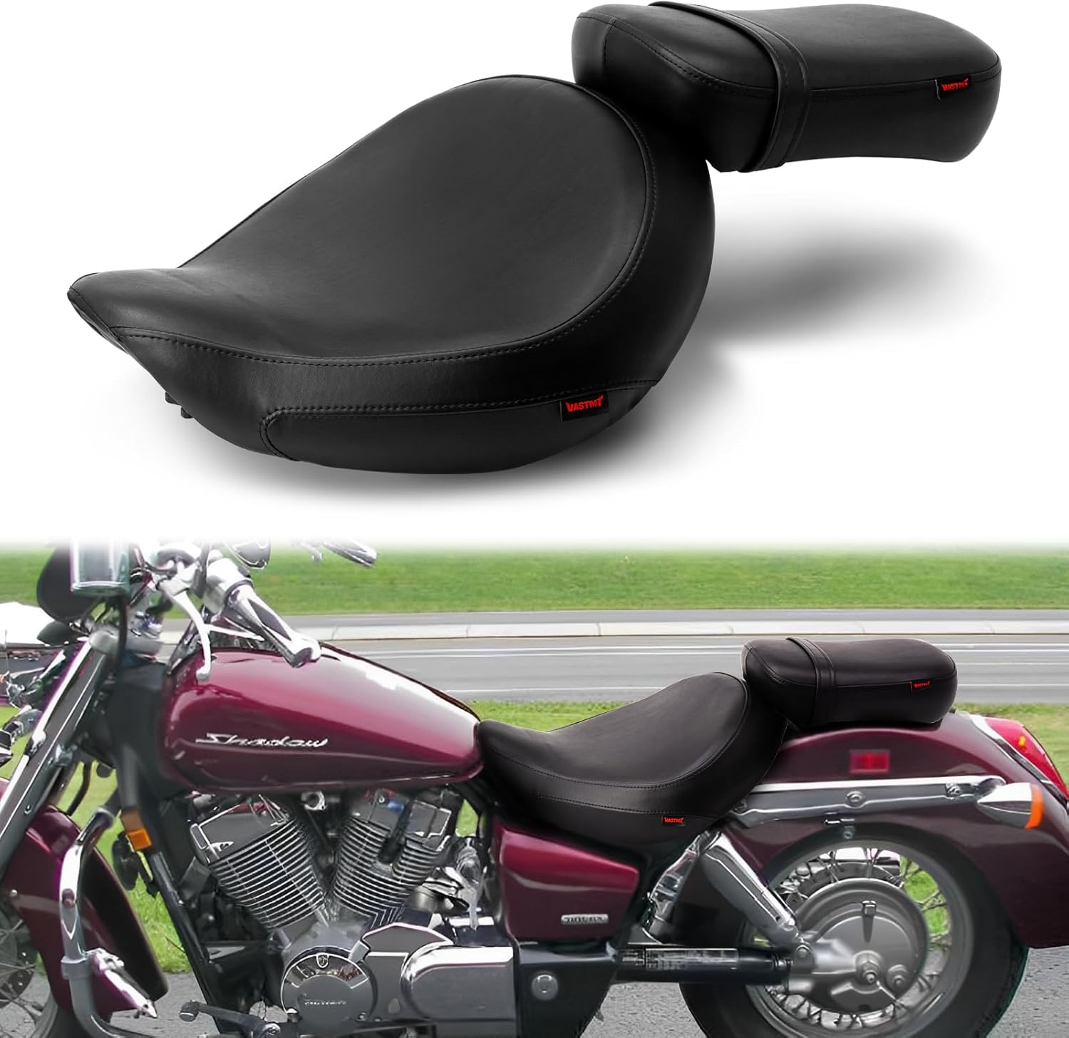 Motorcycle Driver Passenger Seat Black Without Pattern for Honda Shadow ACE VT750 VTC750C VTC750CD 1998 1999 2000 2001 2002 2003 For Honda Shadow ACE 750 1998-2003 Black Without Pattern